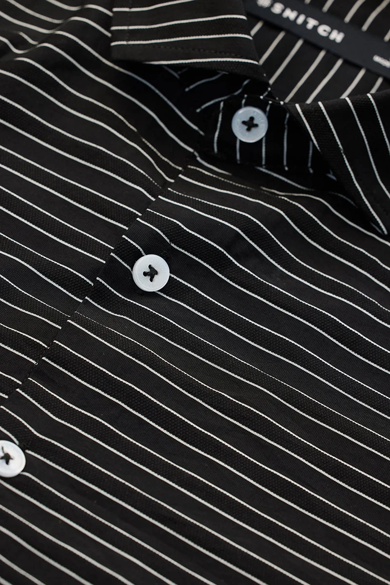 SNITCH Black Stripes Slim Fit Shirt
